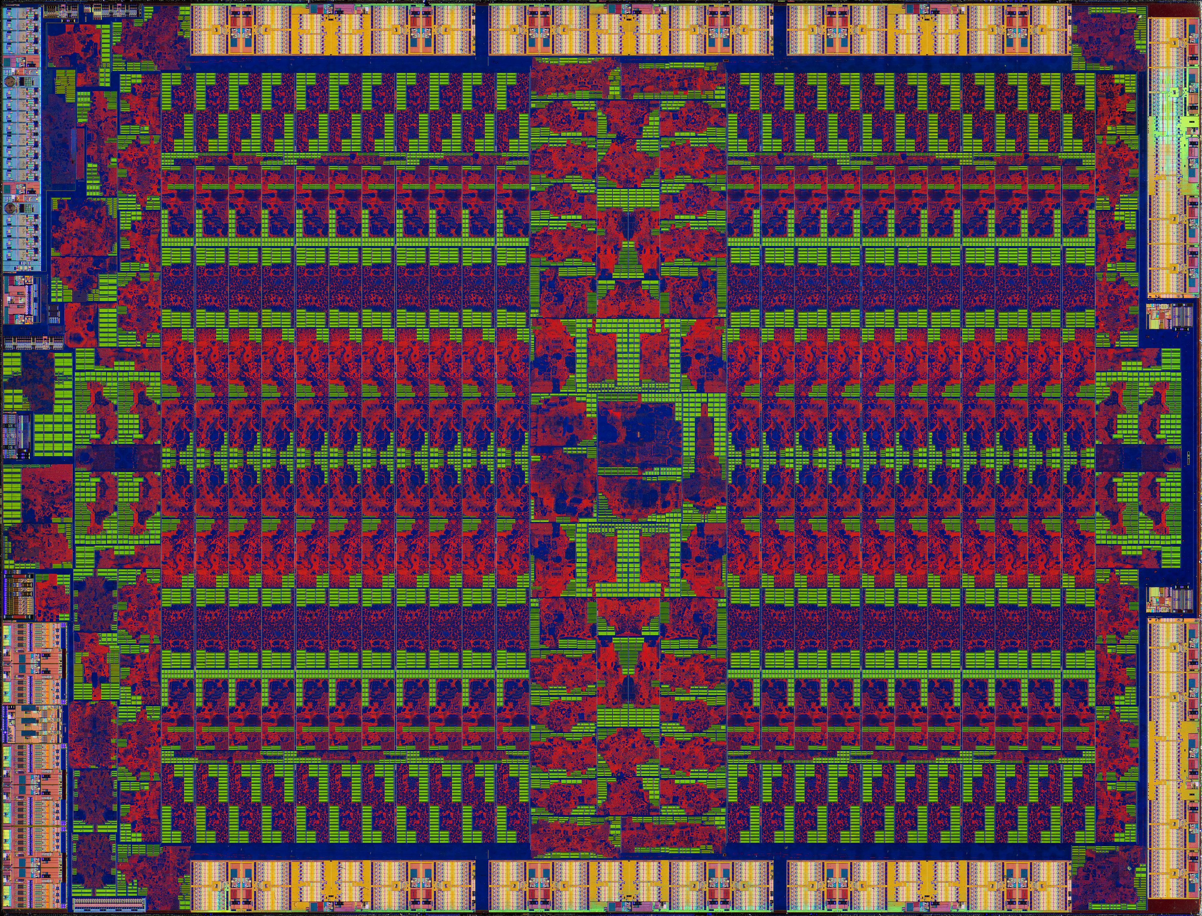 Abstract microscopic photography of a Graphics Processing Unit resembling a floor plan or fractal art